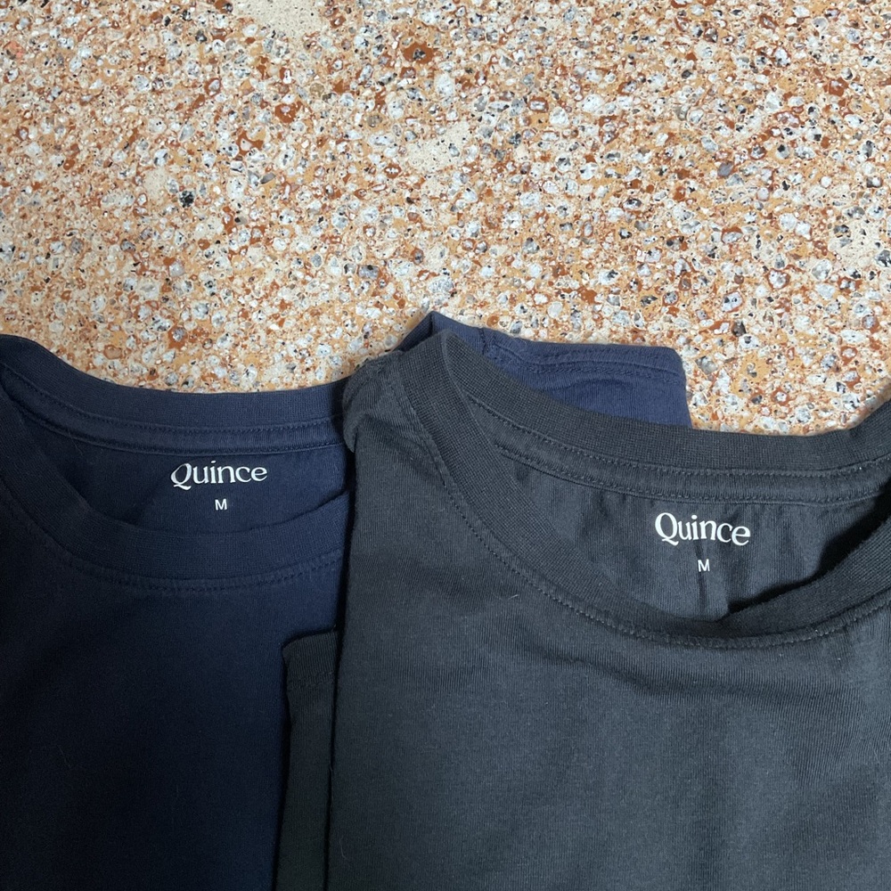Quince women’s Crew Neck Tees in Navy and Black